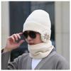 Outdoor Cycling Winter Hat Men's Knitted Hat Blue Pullover Hat Fleece Ear Protector Wool Hat Men's