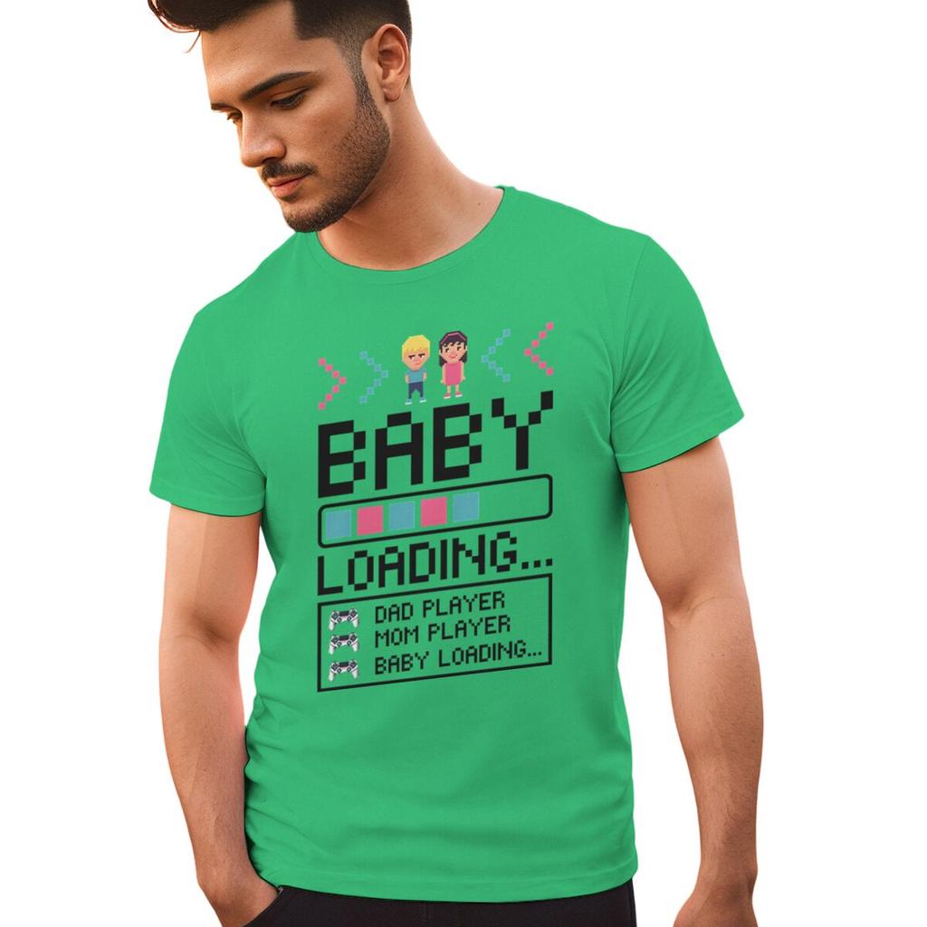 Baby Loading Print Couples T Shirt Vintage Gamers Papa Mama Tshirt Short Sleeve Crewneck Pregnancy Announcement Tshirt Gifts