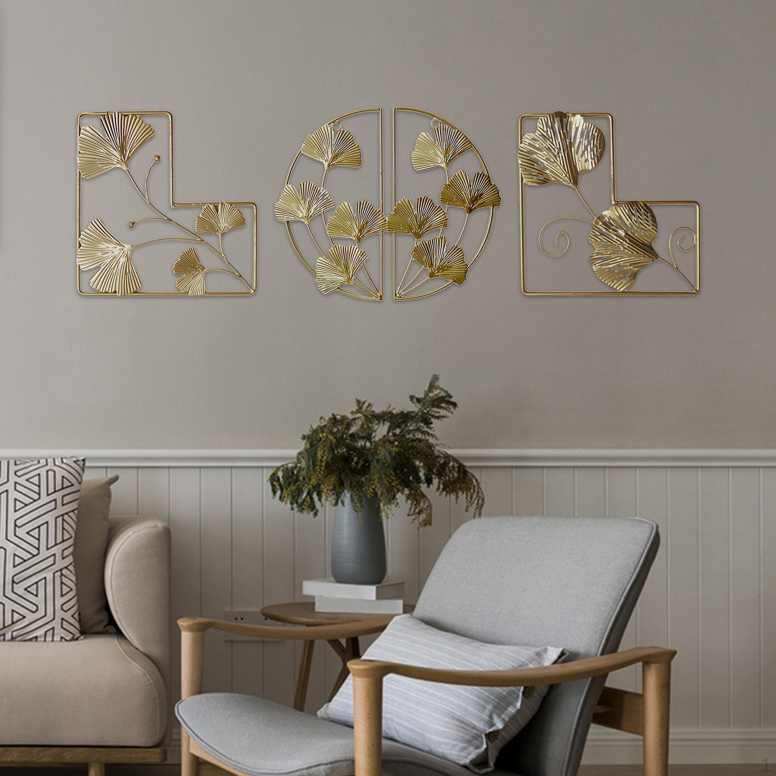 

3 скульптуры из листьев гинкго, настенные подвесные листья, форма, ремесла, украшение для кабинета, кофейный декор Set 2