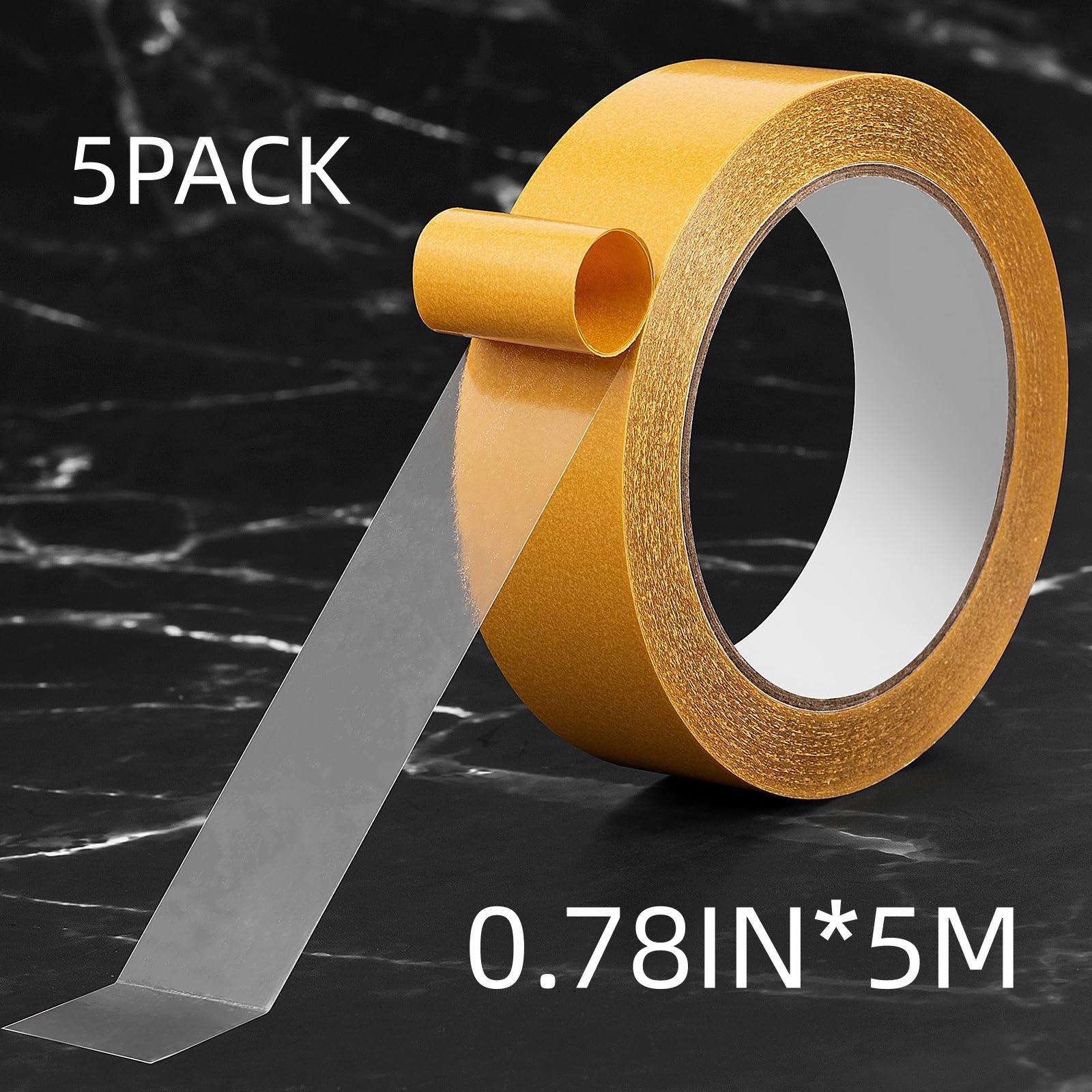 

5PACK Ultra Thin Clear Double Sided Tape 0.78 x16.4FT, Strong Hold for Crafts, Photos, Rugs, Decor