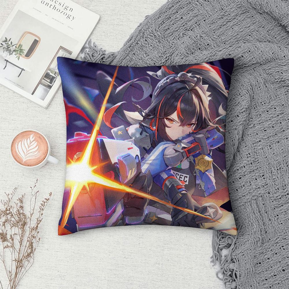 Zhu Yuan Zenless Zone Zero Pillow Case Sofa Decorative Home Double-Sided Print Plush Square Throw Pillow Covers Cushion Decor