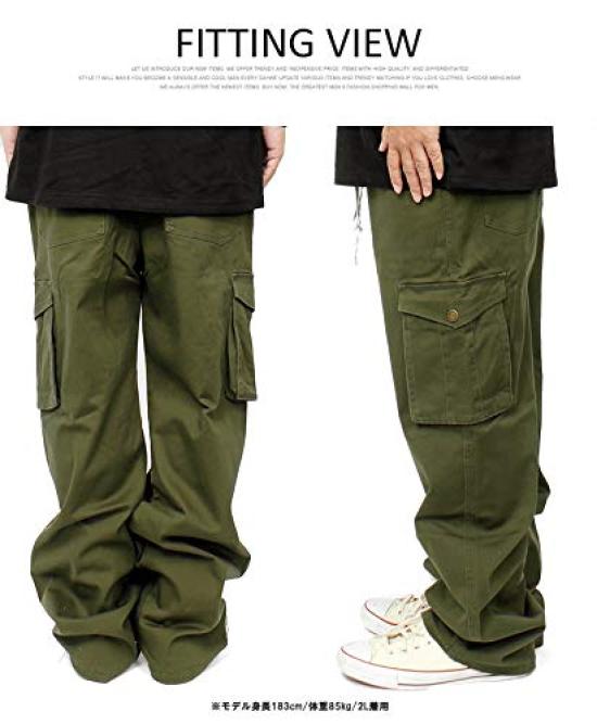 HLEMMUSEUM Široké džínové cargo kalhoty s elastickým pasem béžové pánské pas, 4L, (Chino)