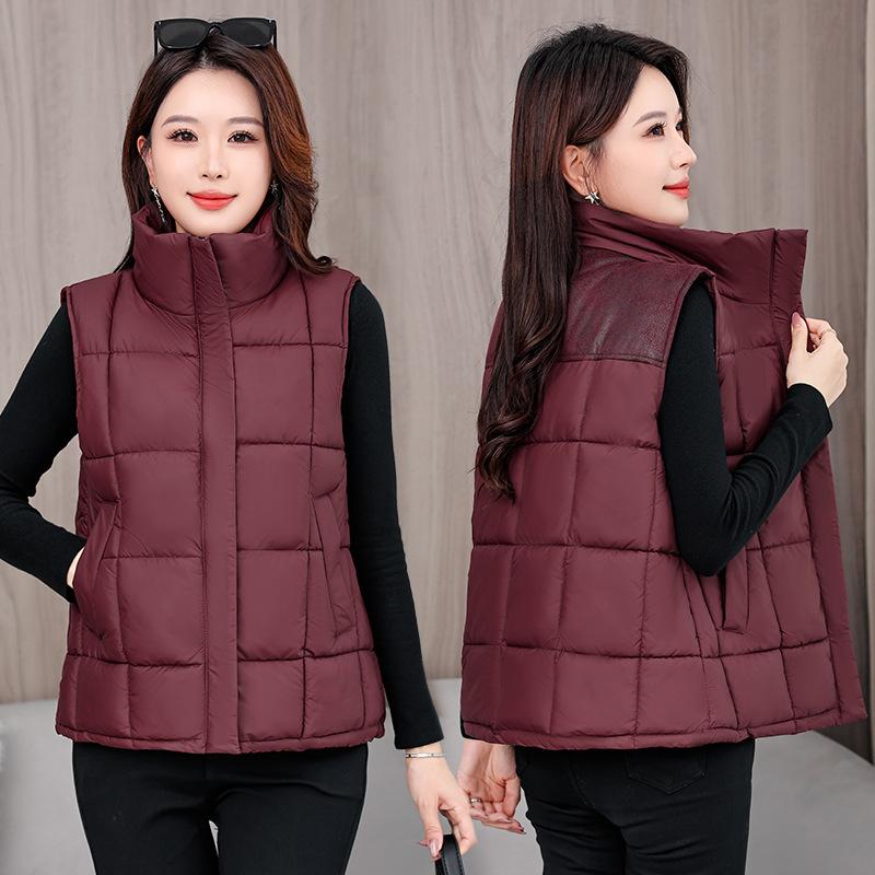 

Зимний новый хлопковый жилет короткий универсальный хлопковый жилет со стойкой воротником модный свободный хлопковый жилет женское пальто XXXL