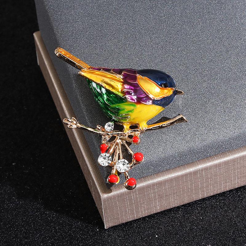 1Pcs Unisex Animal Pins Luxury Enamel Branch Bird Brooches For Women Casual Party Jewelry Accessories Gifts Decoration