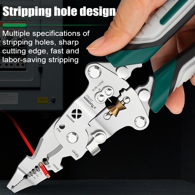 Foldable Wire Stripper Pulley Design Multi-function Electrician Wire Splitter Wire Winding Pliers Crimping Pliers Hand Tools