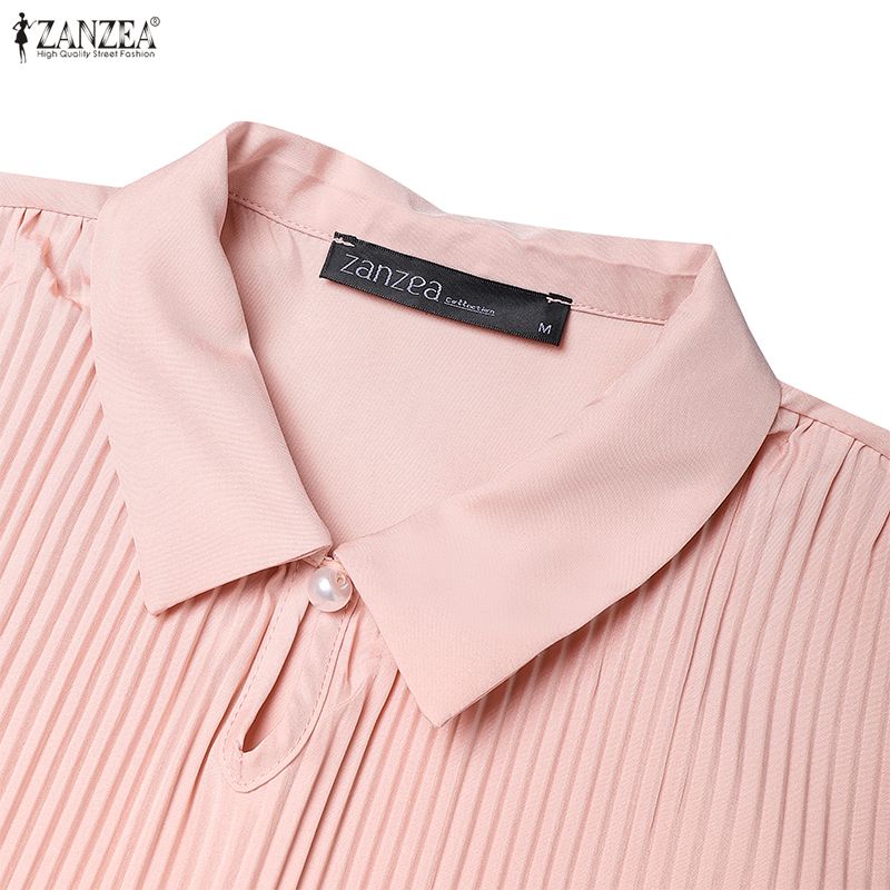 ZANZEA Blusa holgada informal de manga larga con cuello vuelto para mujer