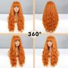 XINRAN Orange Natural Deep Wavy Wig with Bangs Synthetic Fiber Daily Wear Cosplay Natural Long Wavy Wig Ombre Grey Light Blonde