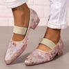 Women's Floral Embroidered Pointed Toe Loafers Flats Comfortable Fashion Work Shoes Low Heel Pumps