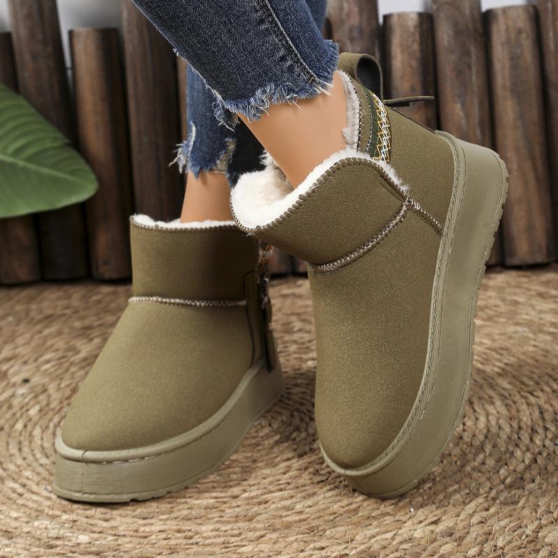 Damskie Szerokie Platformowe Buty Zimowe, Zimowe Botki z Pluszową Podszewką, Pogrubione Ciepłe Botki dla Kobiet