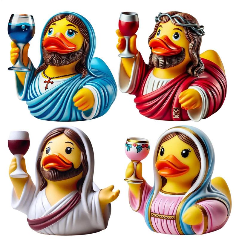 

Jesus Duck, Creative Resin Statue Jesus Duck Miniature Animals Multifunctional Christian Decoration Outdoor Animal Decor червоний