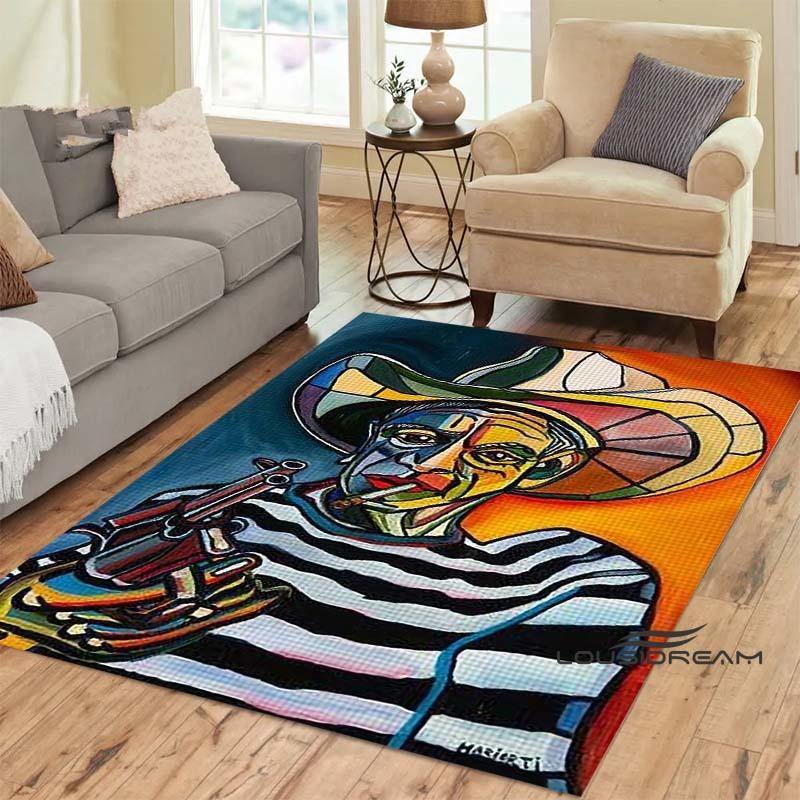 Customizable Picasso Style Painting Printed Carpet Fashion Non-slip Floor Mat Outdoor Door Mat Play Mat Birthday Gift