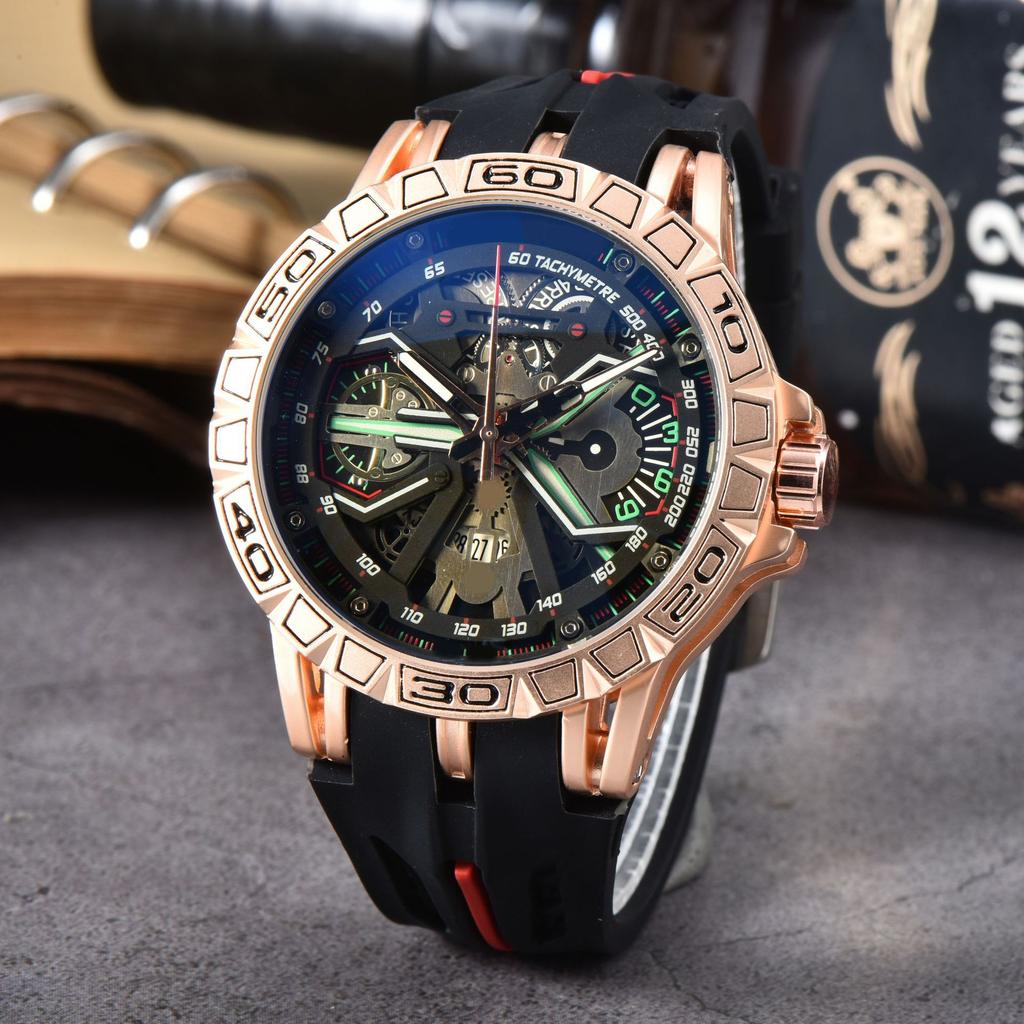 2025 New Business Leisure Large Dial Six-Pin Multifunctional Quartz Watch Personalized Men's Watch Engraved Pattern Watch