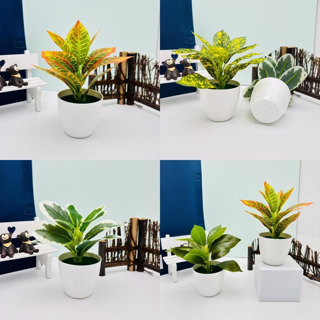 Green Faux Plant With Plastic Pot For Living Room And Office Decoration