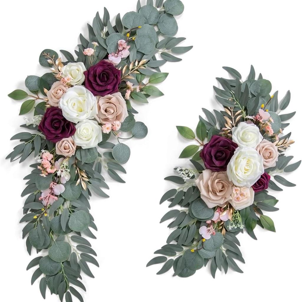 Künstlicher Hochzeitsbogen Blumen-Set Hochzeits-Heimdekoration Blumenkranz Außenbogen Willkommensschild Zeremonie Kulisse Dekoration