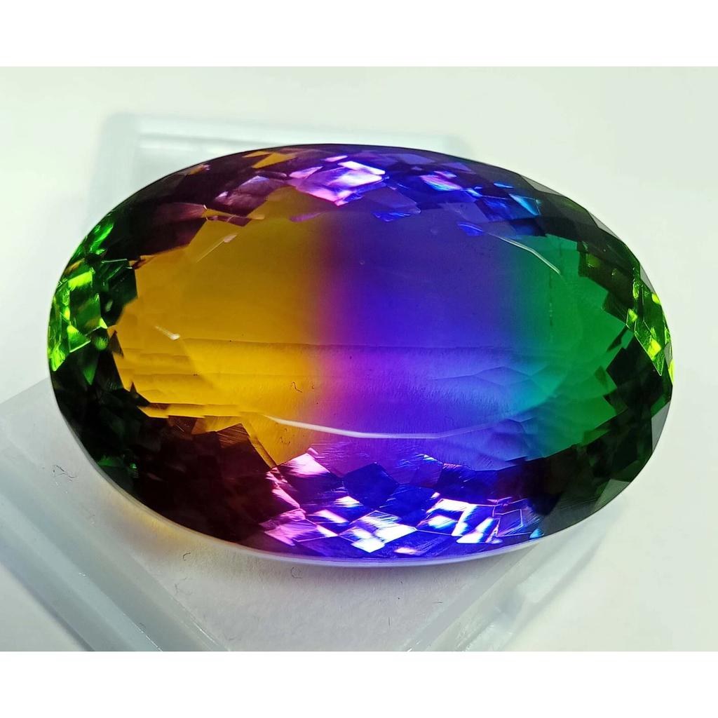 Natural Bi-Color Ametrine 72-73 Ct Oval Cut Certified Fabulous Loose Gemstone