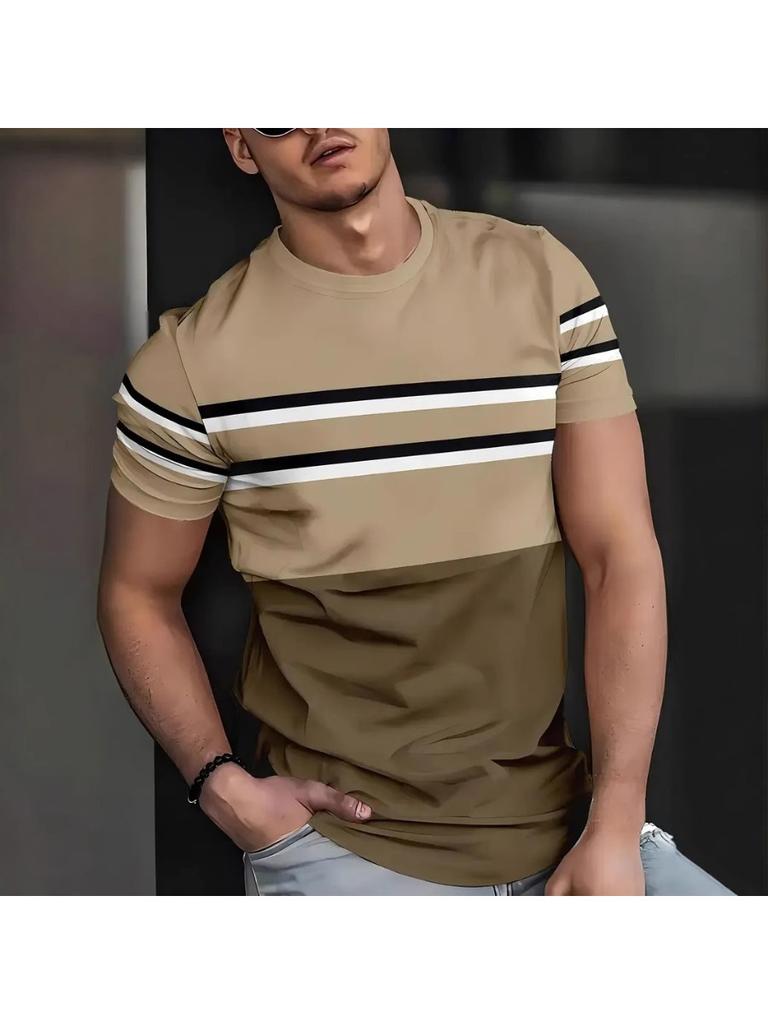 Casual Striped 3D Printed T Shirt For Mens Short Sleeve Tops Oversized T-Shirts O-Neck Pullover Street Men's Shirts Tee Summer Apparel