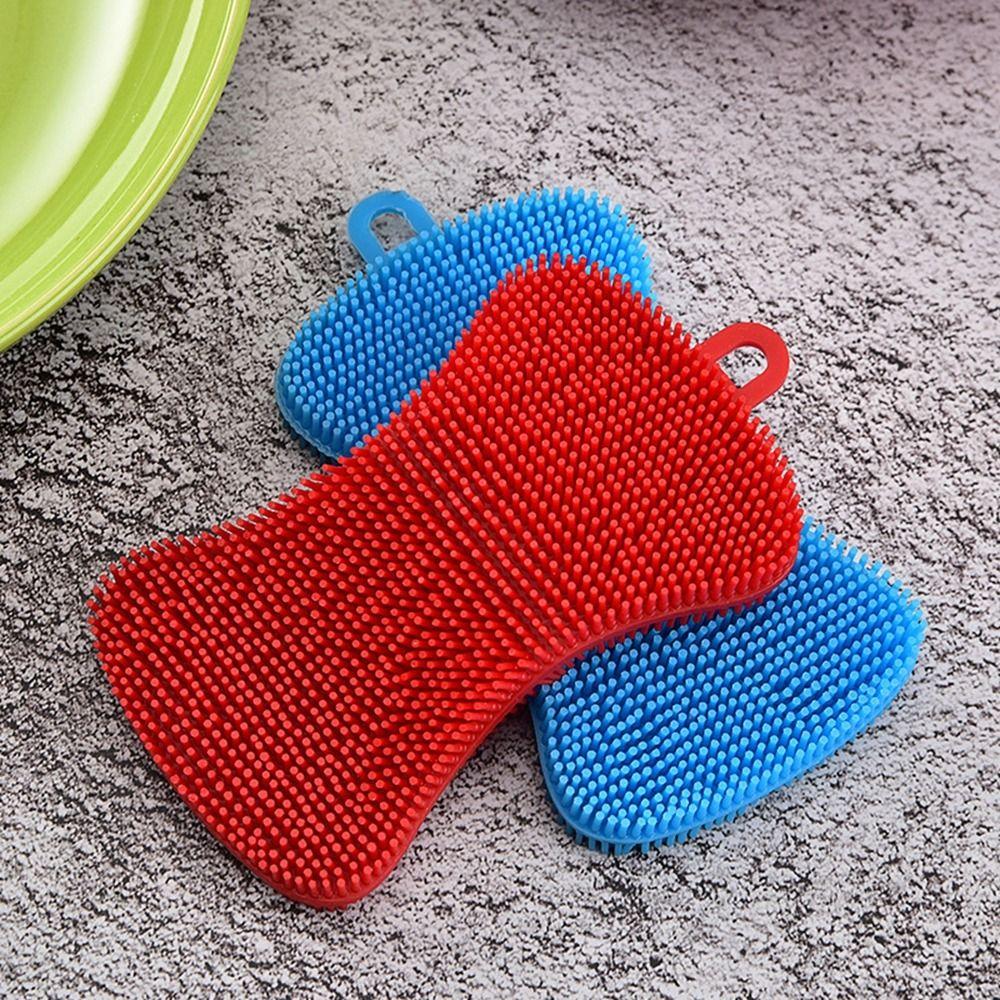Soft Silicone Dishwashing Brush Double Sided Washing Cleaning Brushes Fruit Vegetable