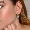 Effie Queen Genuine 925 Silver 14k Gold Round Shaped Pearl Drop Earrings Natural Jewelry for Women, Men Wedding Party Gift GPE93