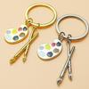 Palette & Paintbrush Keychain Pendant Creative Art Theme Keychain Portable Keychain