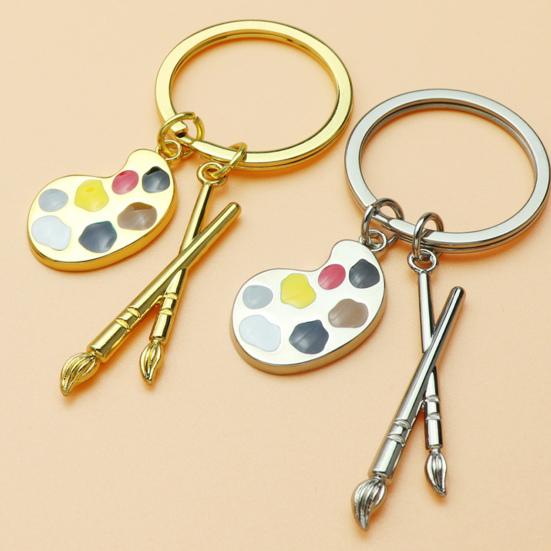 Palette & Paintbrush Keychain Pendant Creative Art Theme Keychain Portable Keychain