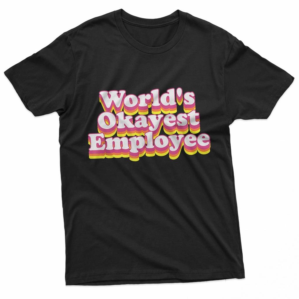 World's Okayest Employee Groovy 100% Cotton T-shirt Mens Tees Top