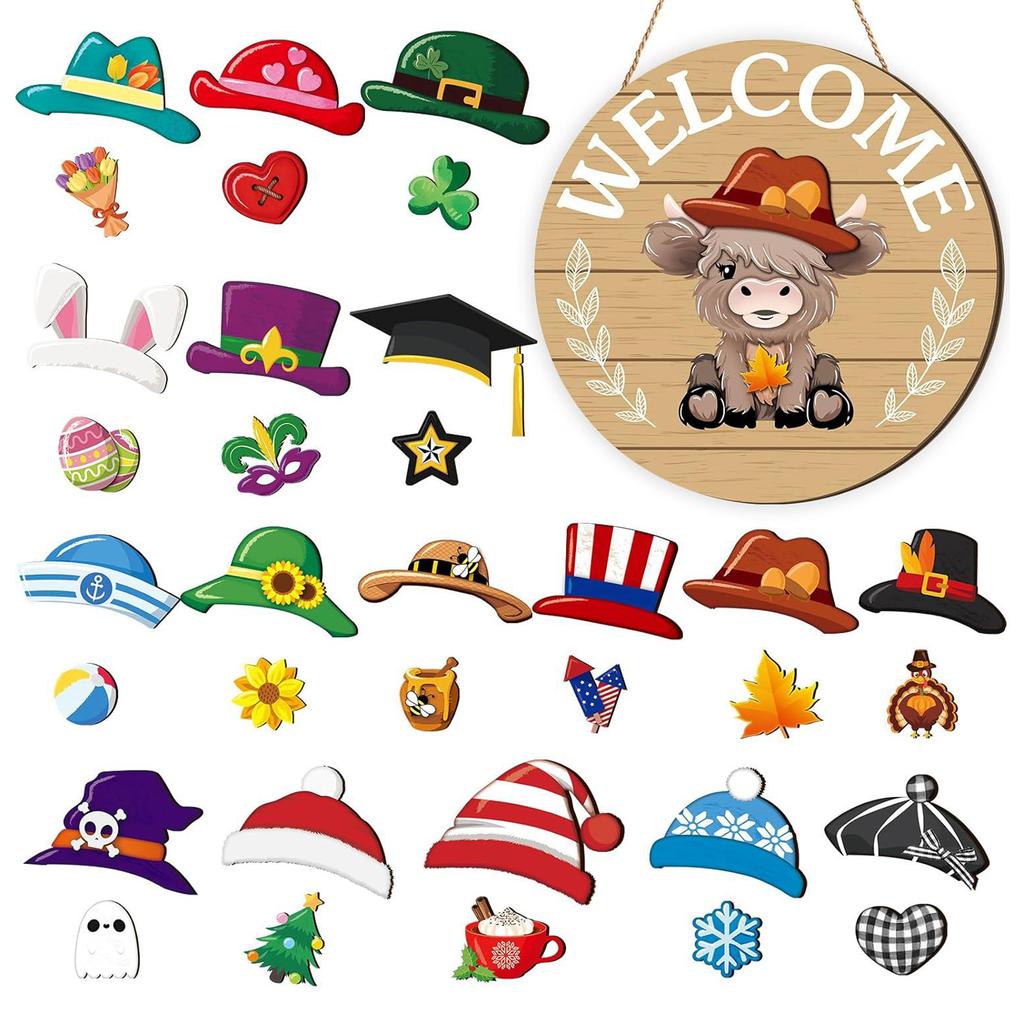 Halloween Gnome Welcome Sign Multi-Purpose Dwarf Wooden Sign Creative Wood Decoration Plate for Front Doors Porches Wall Decor