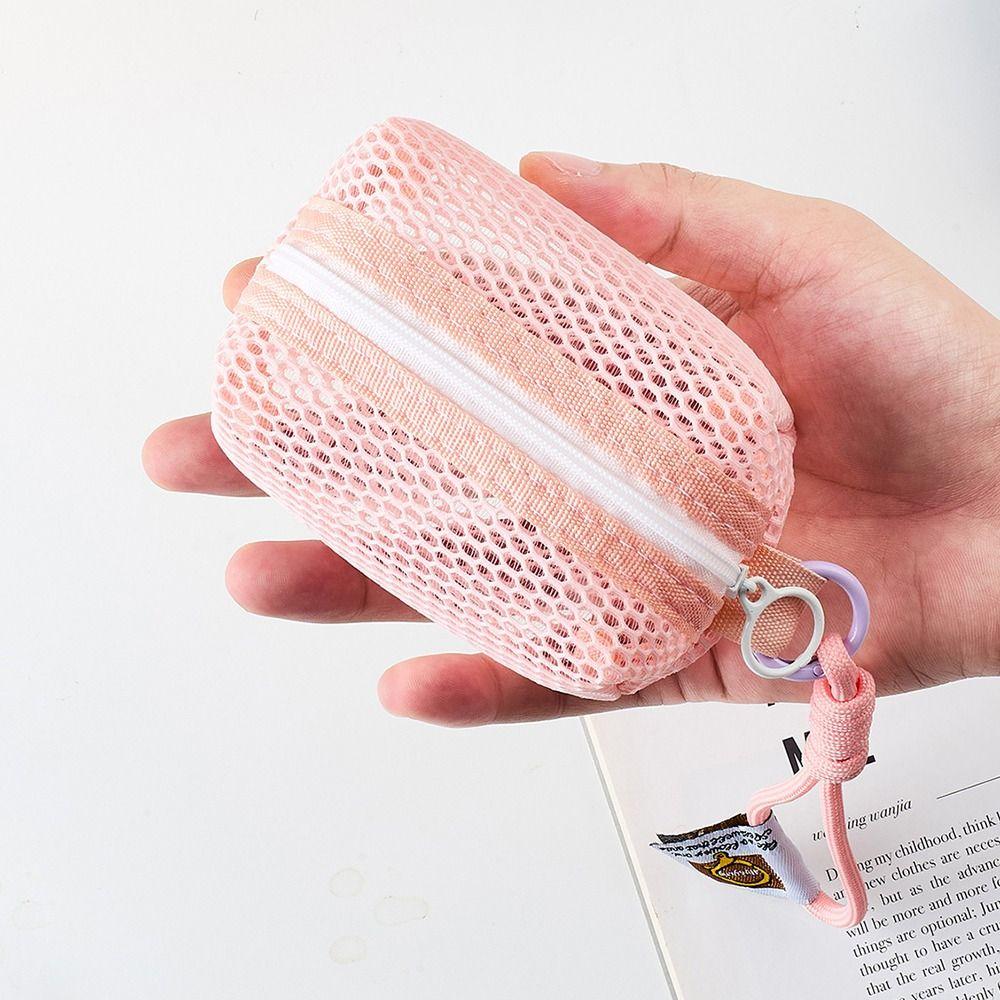 Multi-functional Mesh Mesh Storage Bag Dopamine Color Large Capacity Coin Purse Organizer Handheld Cosmetic Bag