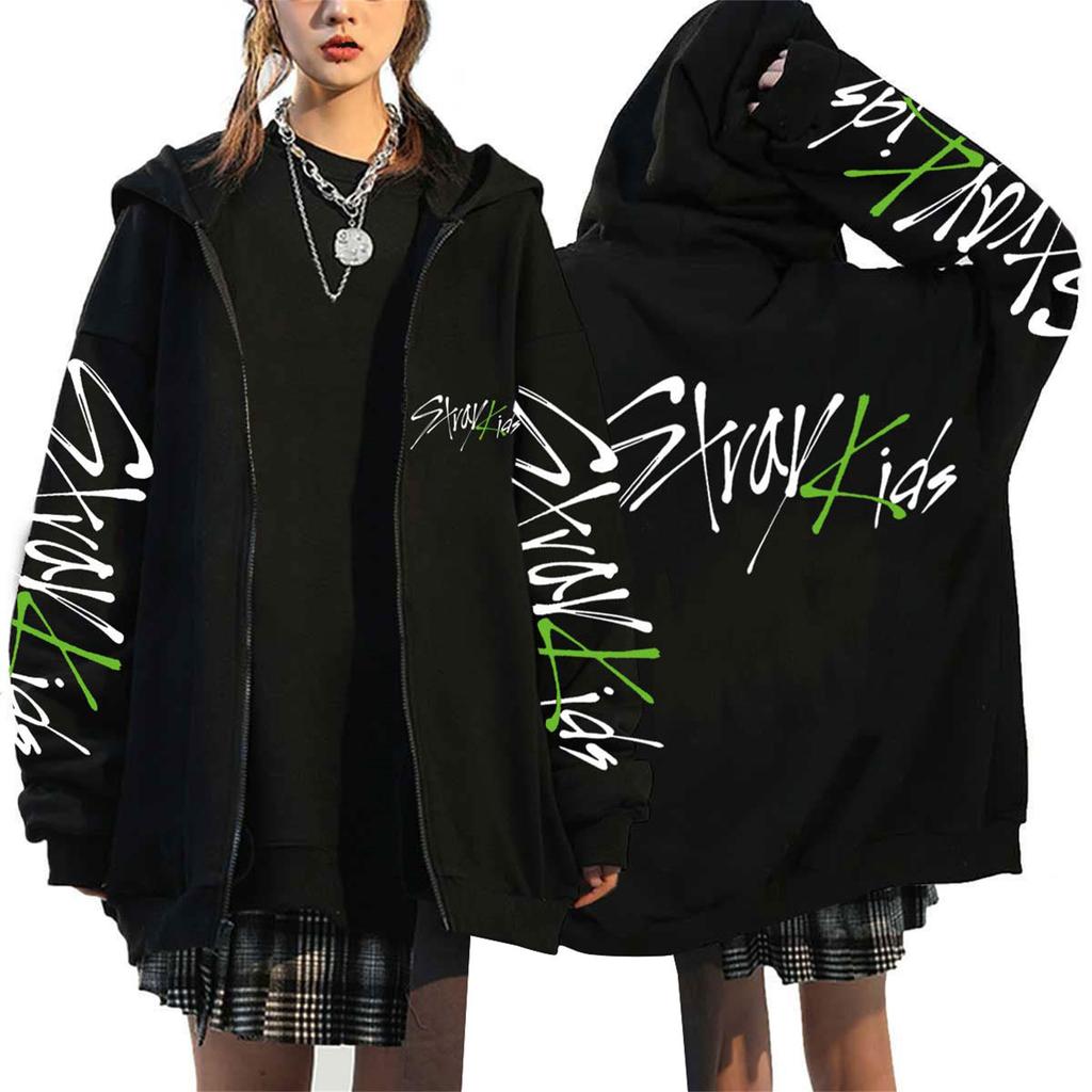 Damen Casual Mode Bedrucktes Langarm-Kapuzensweatshirt mit Reißverschluss