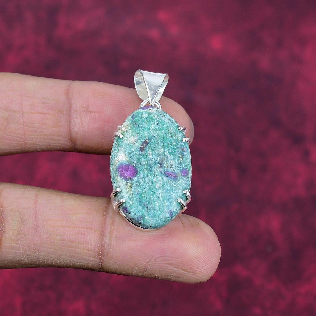 Ruby In Fuchsite 925 Solid Sterling Silver Pendant, Handmade Gemstone Pendant Jewelry, Gifts For Wife Brand New Pendant