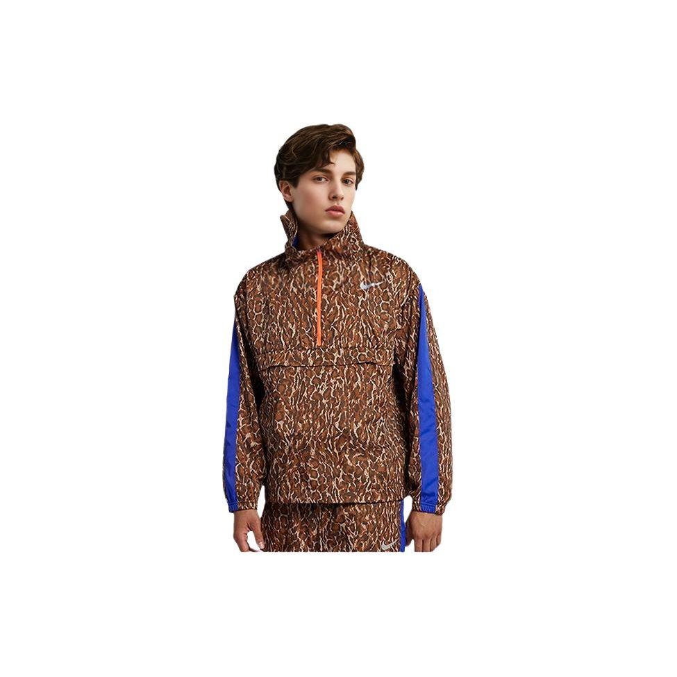 Nike Leopard Print Hooded Sports Jacket Men Jackets Brown BQ8185-786