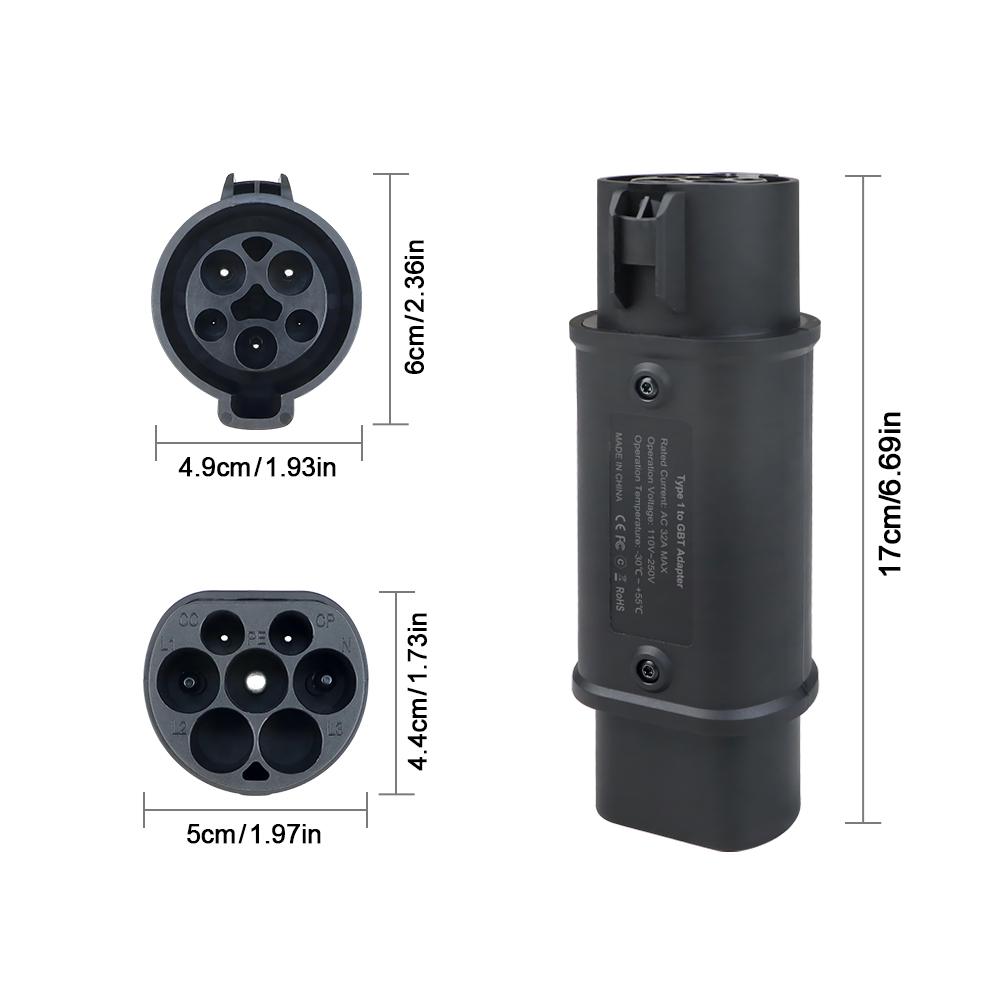 Kolanky EV Charger Adapter Type 1 SAE J1772 To GBT 32A 7.2KW Charging For Electric Vehicle Hybrid Cars