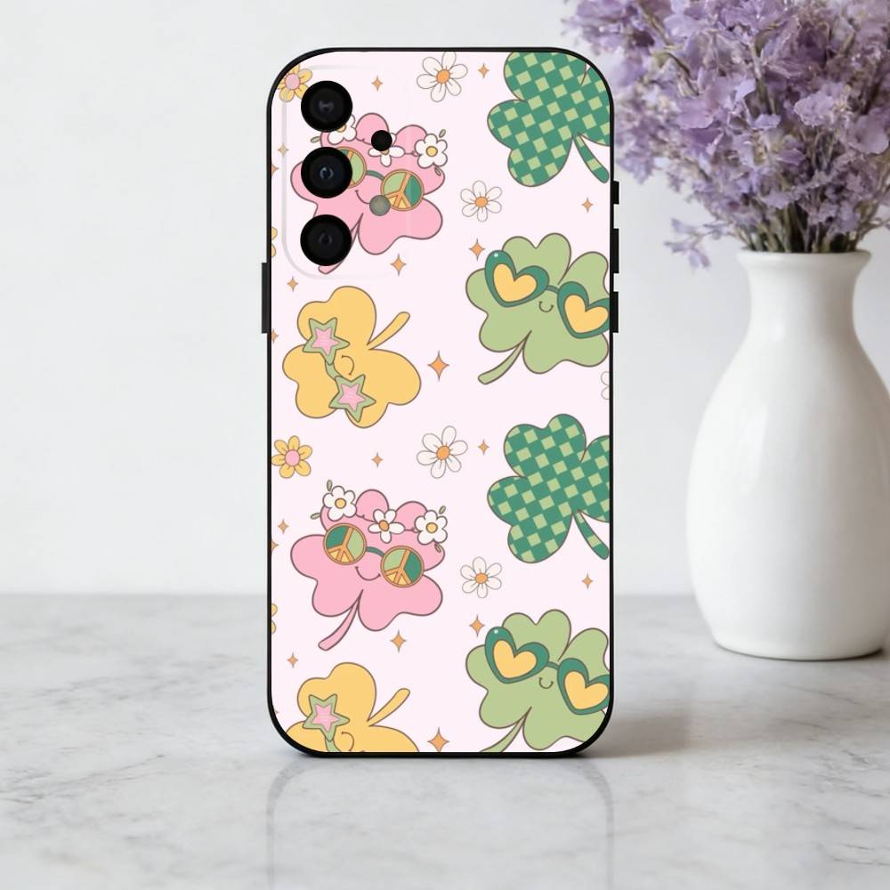 

C-Clover C-Cute L-Lucky-K Phone Case For Samsung Galaxy A73,A72,A71,A70,A53,A52,A51,Soft Silicone Black Cover Samsung a53 5g