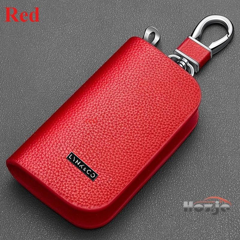 Car Leather Key Case Zipper Key Cover for LYNK CO 01 02 03 05 08 900 09 Z20 Z10 Accessories Remote Control Protective Cover