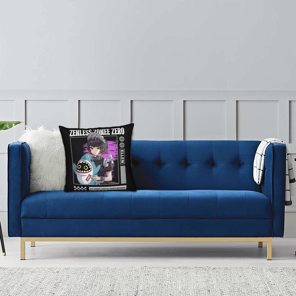 Ellen Joe Zenless Zone Zero Pillowcase Double-Sided Printing Cushion Cover Gift Throw Pillow Case Cover Bedroom Square 18''