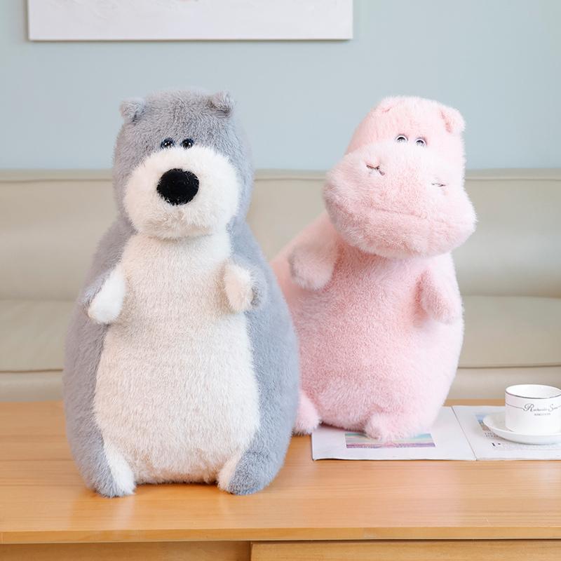 Funny Hippo/Polar Bear/Husky/Groundhog Plush Cute Fat Doll Toy Boy Girl Soft Throw Pillow Surprise Birthday Gift Fill Decor