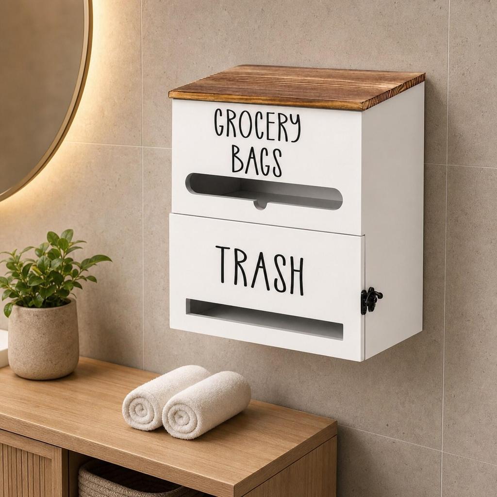 Wall-Mount Bag Storage Box Countertop Kitchen Paper Organizer Multi-Functional