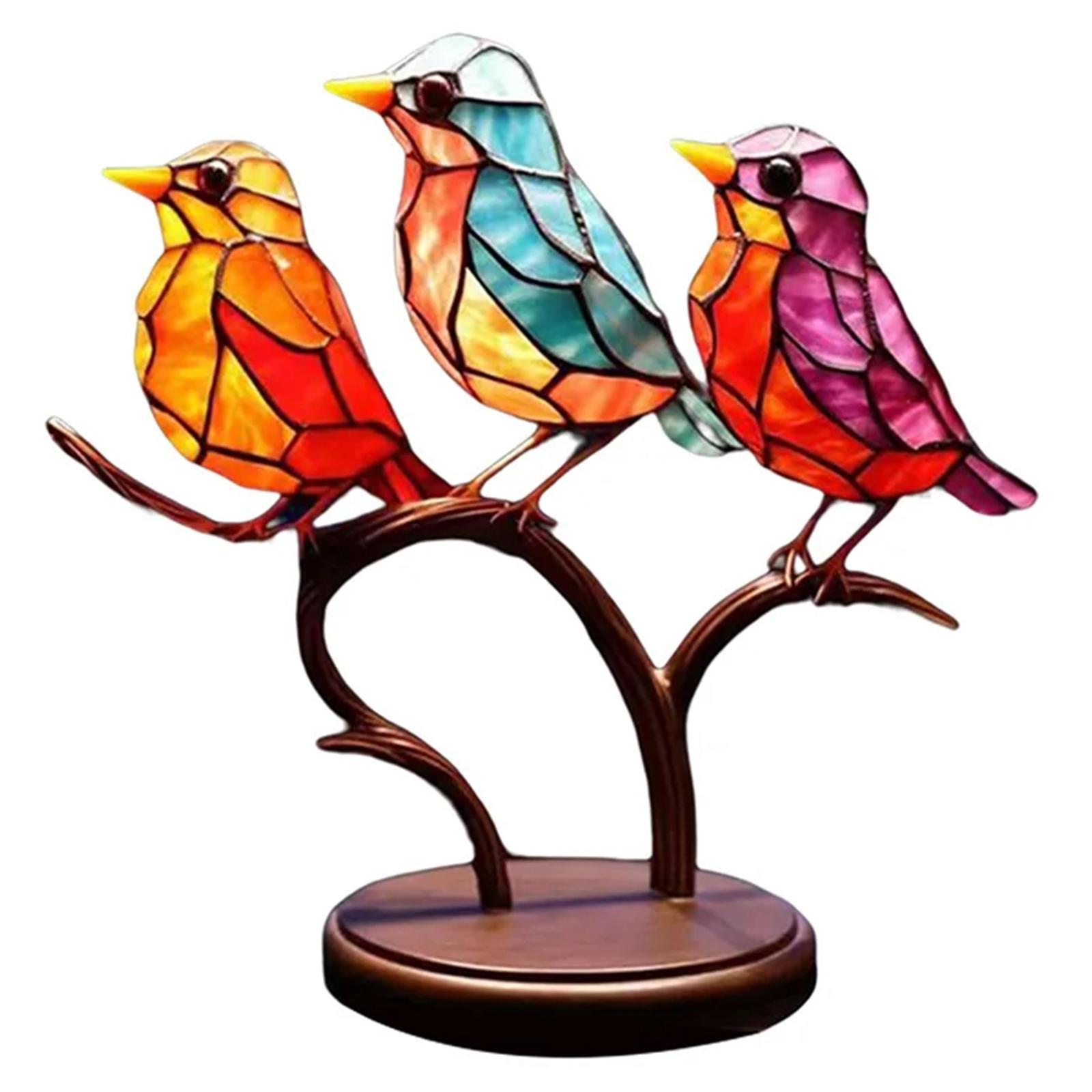 

Colorful Bird Metal Desktop Ornament Home Office Flat Decorative Ornament,Same Direction 3-Bird A