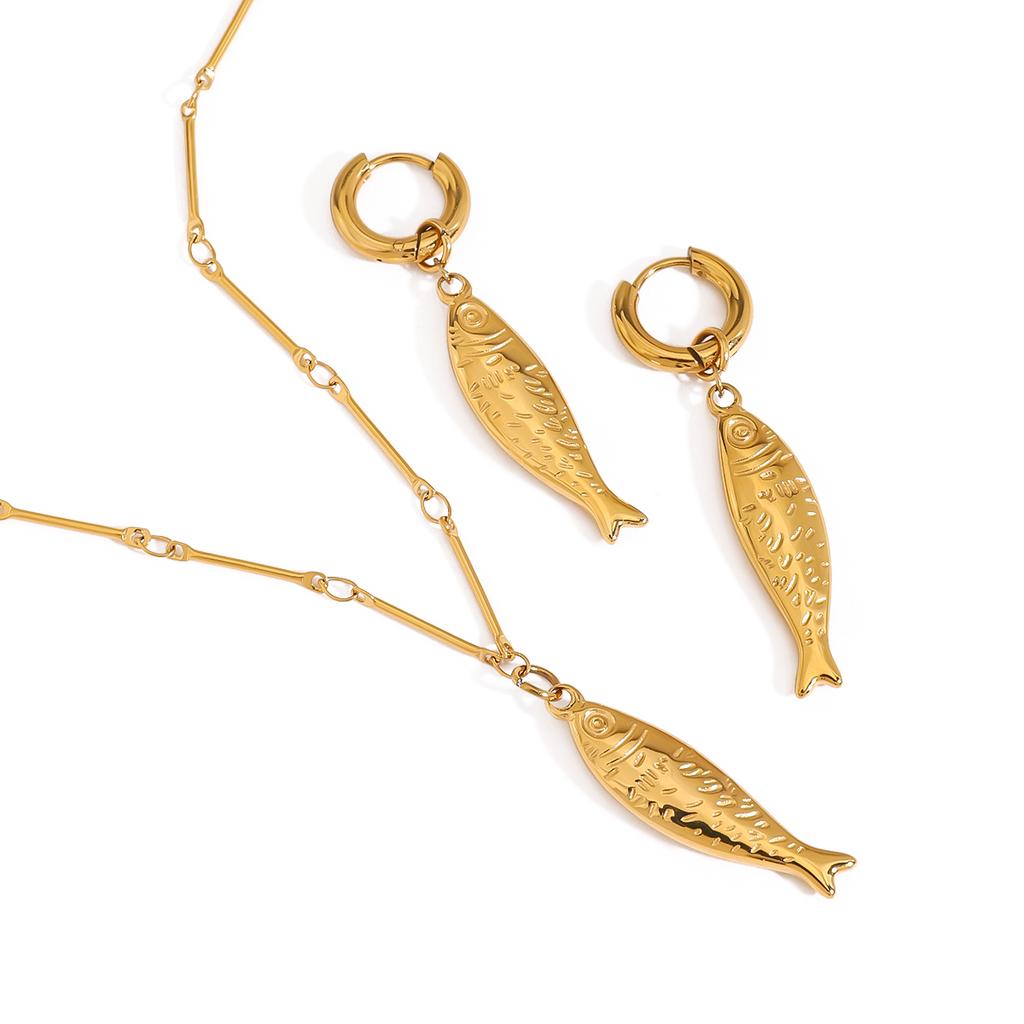 Youthwau Lucky Koi Fish Pendant Necklace Stainless Steel Summer Basic Daily Waterproof Jewelry Accessories Gift