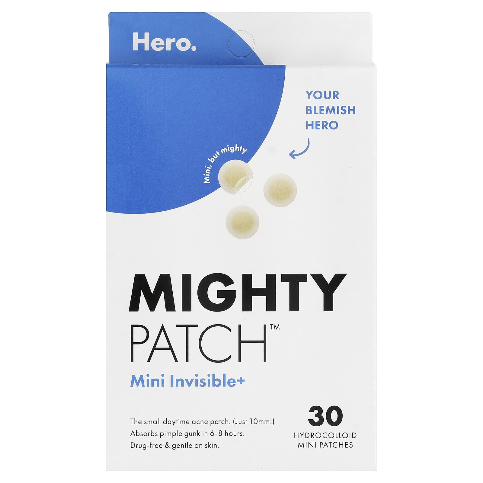 

Hero Cosmetics, Mighty Patch™, Mini Invisible+, Hydrocolloid Mini Patches, 30 Count