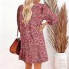 Women's Fashion Elegant Autmn And Winter Long Sleeve V,Neck Christmas Print Dress