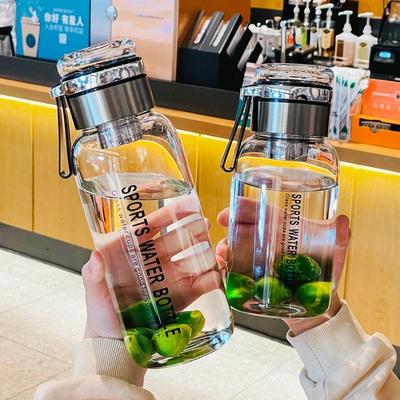 1500ML/2000ML Large Capacity High Borosilicate Glass Water Bottle Transparent Milk Juice Cup Outdoor Portable Thermos Cup