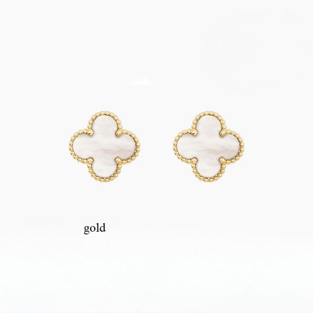 9mm Four-leaf Clover Mini Earrings Red Black Agate White Shell New Arrival Ladies Earrings