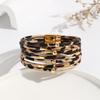 Bracelet for Women  Multi-layer Leopard Pattern Leather Rope Magnetic Clasp Bangles Female Gift