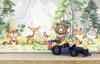 Children's photo wallpaper magical forest and animals teddy bear, hare, fox M128 200x135