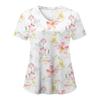 Květinové kojící peelingy Topy Ženy Pracovní Uniforma Halenka Krátký rukáv Výstřih do V Uniforma Blusas Kojící oblečení Sestry Tunika Uniforma