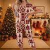 Women's Casual Christmas Print Two Piece Athletic Set Short Sleeve Top and Pants