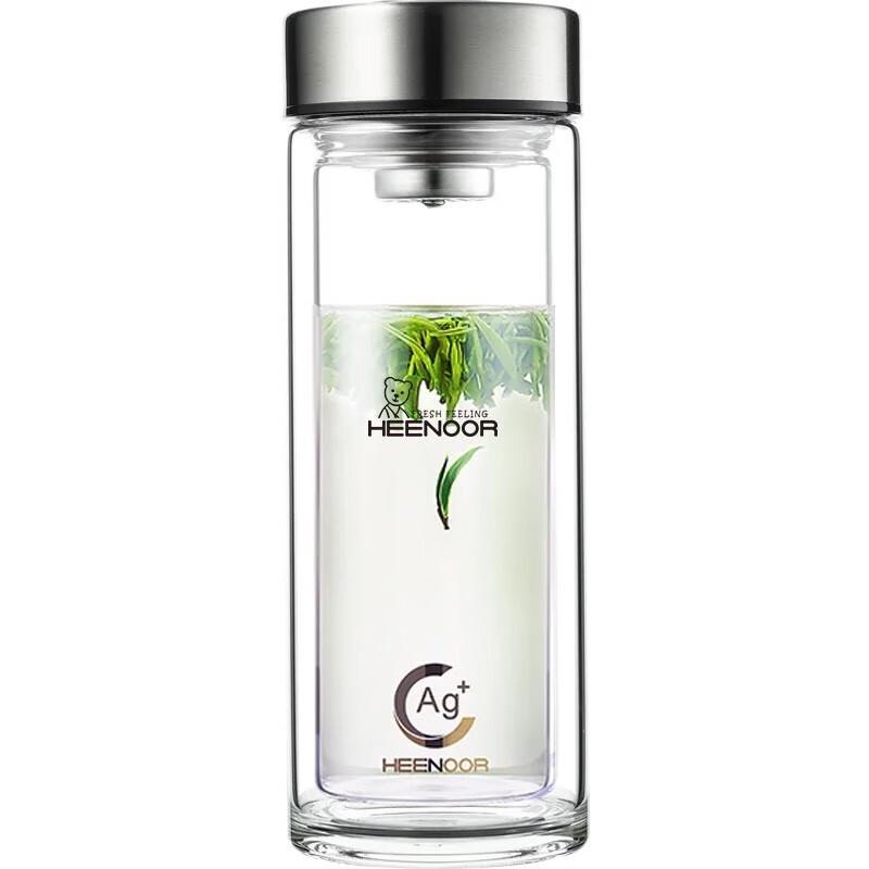 Xinuo AG+ Antibacterial Double-Layer Glass Water Bottle
