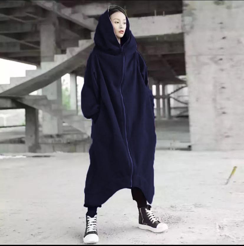 Herbst/Winter 2023 Langer Streetstyle-Reißverschluss-Hoodie mit Samtfutter