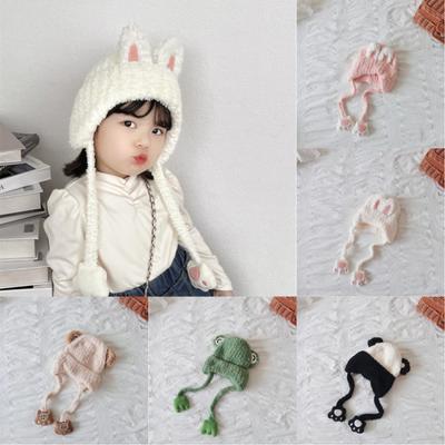 1 Piece Warm Furry Young Kids Beanie for Boy Girl Cute Cartoon Animal Crochet Bonnet for Toddler Autumn Winter Knitted Hat