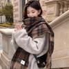 Atmosphere blue coffee plaid scarf women's new warm versatile plaid scarf student couple thickened shawl